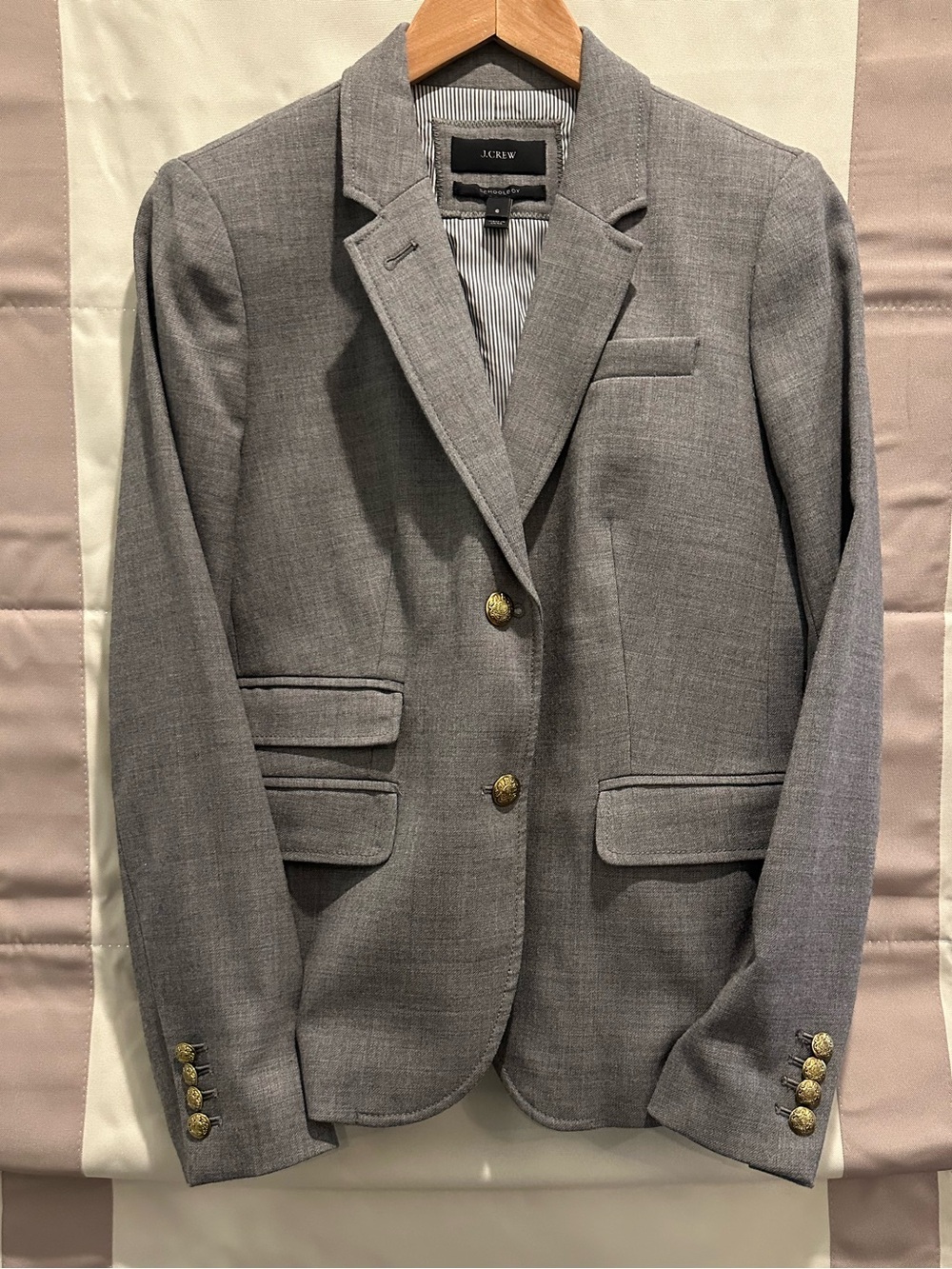 J. Crew Schoolboy Blazer 6—Light Gray Two-Button Notch-Lapel—Wool